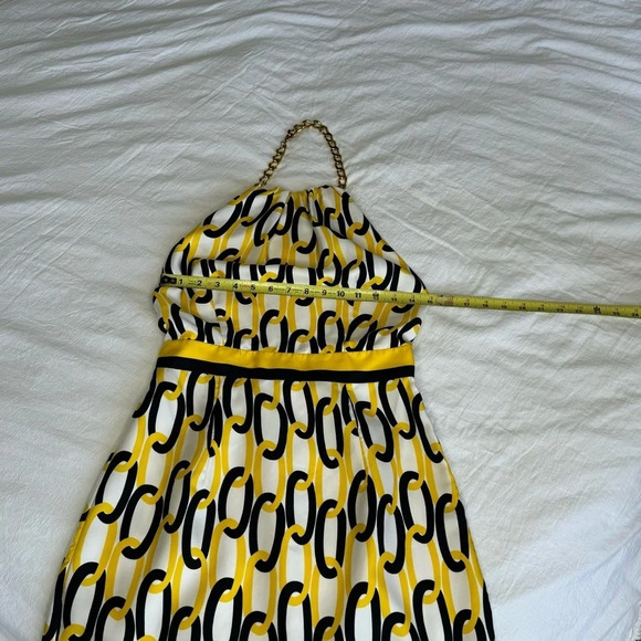 Milly Chain Link Halter Navy & Yellow Women’s Size 4 sheath dress backless  sexy - Picture 13 of 16